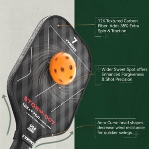 YVmove 16mm Kevlar T700 Carbon Fiber Pickleball Paddle, USAPA Approved - Image 5