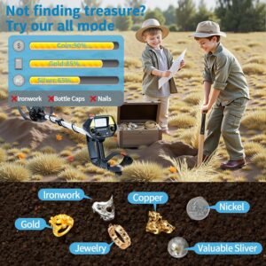 JUANGU Metal Detector for Adults & Kids - Lightweight 2.8lbs with 8" Search Coil, Adjustable Stem for Beach, Gold & Coin Hunting with Headphones - Easy to Use for Beginners, Gift for Boys & Girls - Image 2