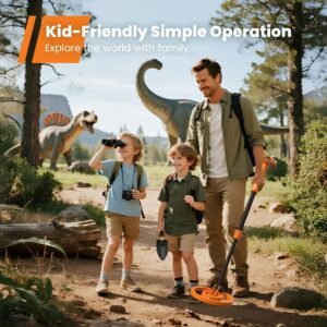 GoGonova Metal Detector, Adjustable 27.5” - 37.8” Metal Detector for Kids with LED Display, Lightweight Kids Metal Detector Kit with 6.8” Waterproof Search Coil, Gift for Boys & Girls, Orange - Image 7