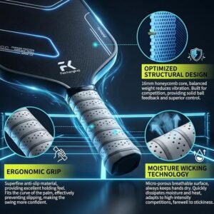 T700 Carbon Fiber Pickleball Paddle Set of 2, 16mm Polypropylene Honeycomb Core, Textured Surface for Spin & Control, Cushioned Grip, USAPA Approved - Image 5