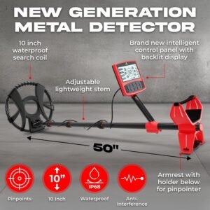 Metal Detector for Adults with Pin Pointer - Waterproof Metal Detector, Pinpointer with 5 Modes, Headphones, Bag, Dagger,Adults Professional, Beach, ip68 Coil,Gold Detector - Image 4