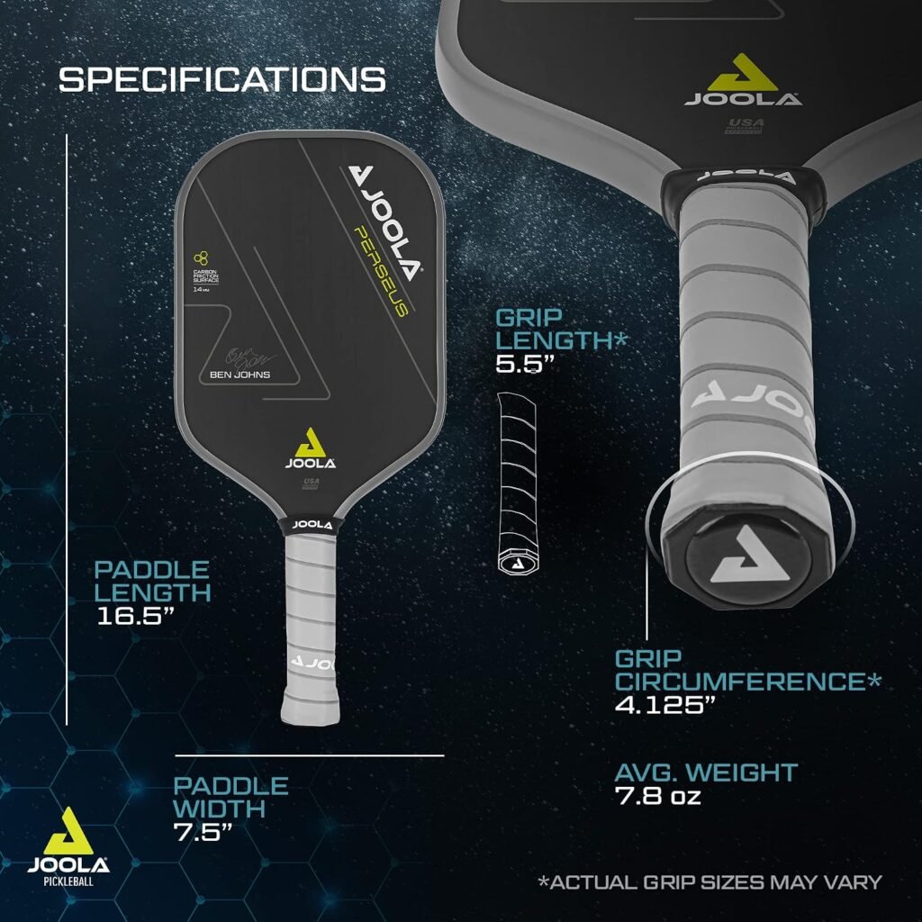 JOOLA Professional Pickleball Paddles – Charged Surface Technology for Power & Feel – Select Perseus or Hyperion Shape – Fully Encased Carbon Fiber – USAP Approved – Well Balanced w/Pop & Control