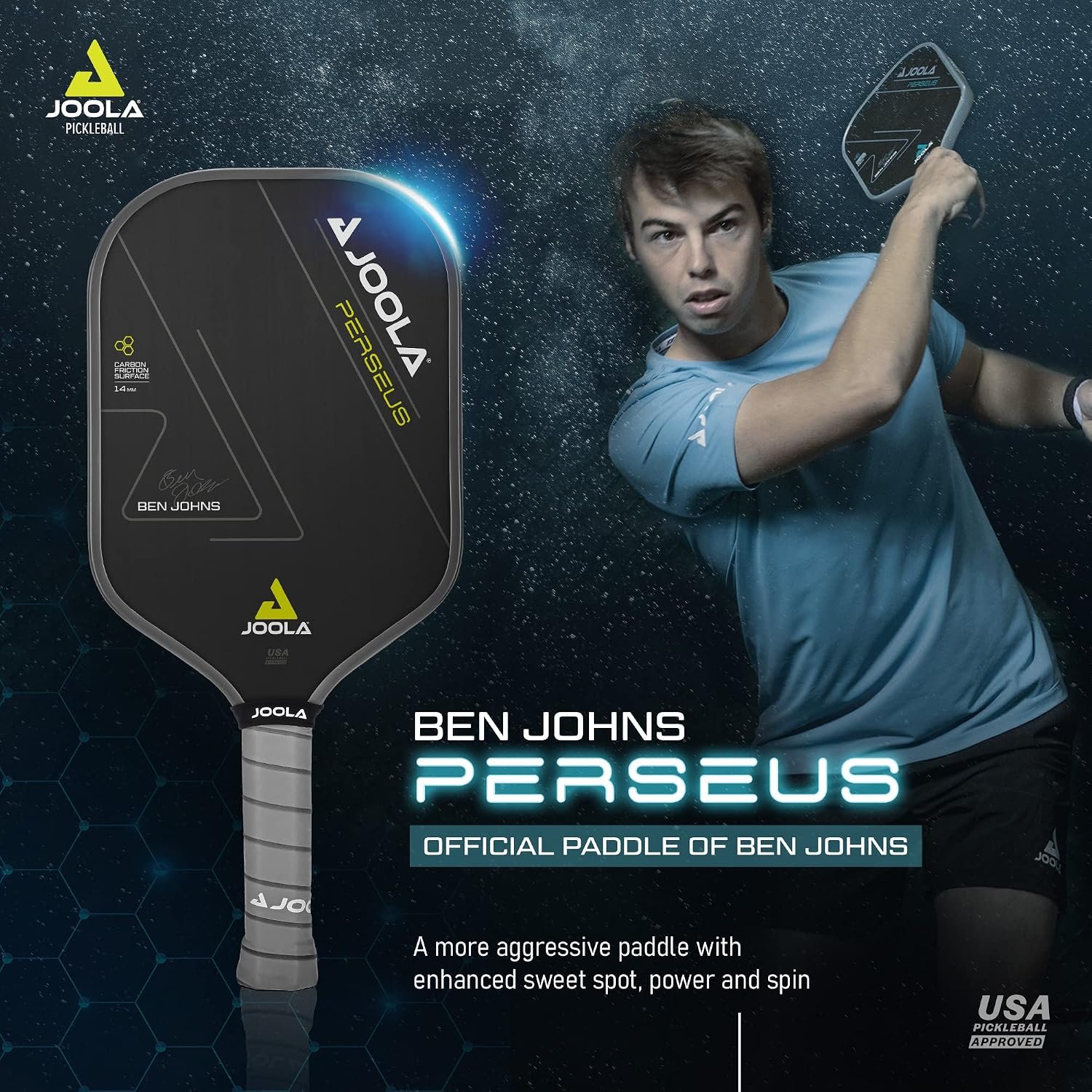 JOOLA Professional Pickleball Paddles – Charged Surface Technology for Power & Feel – Select Perseus or Hyperion Shape – Fully Encased Carbon Fiber – USAP Approved – Well Balanced w/Pop & Control - Image 2