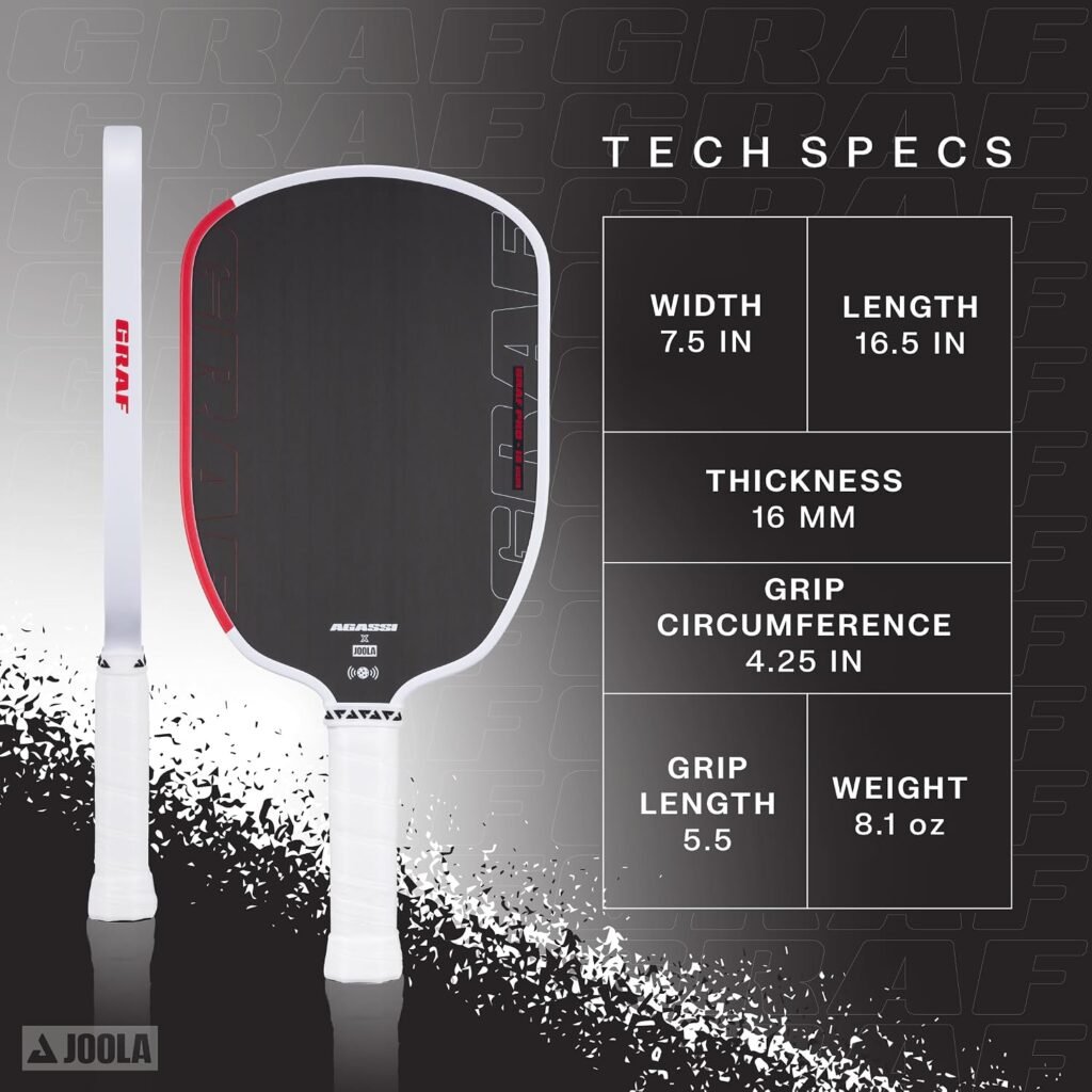 JOOLA GRAF Pro IV 16mm Pickleball Paddle w/Extended Sweet Spot - Carbon Fiber Surface Increases Spin & Control - SK Film for Power & Larger Sweet spot - UPA-A Certified - USAP Approved - NFC Chip