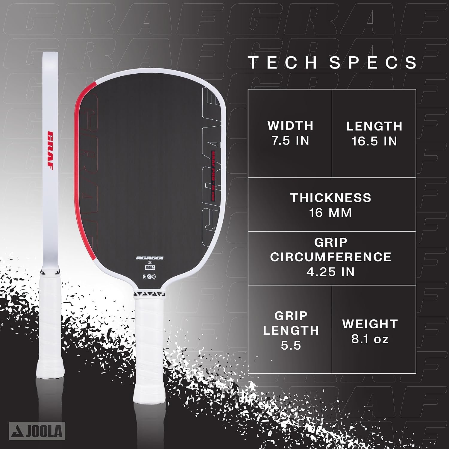 JOOLA GRAF Pro IV 16mm Pickleball Paddle w/Extended Sweet Spot - Carbon Fiber Surface Increases Spin & Control - SK Film for Power & Larger Sweet spot - UPA-A Certified - USAP Approved - NFC Chip - Image 2