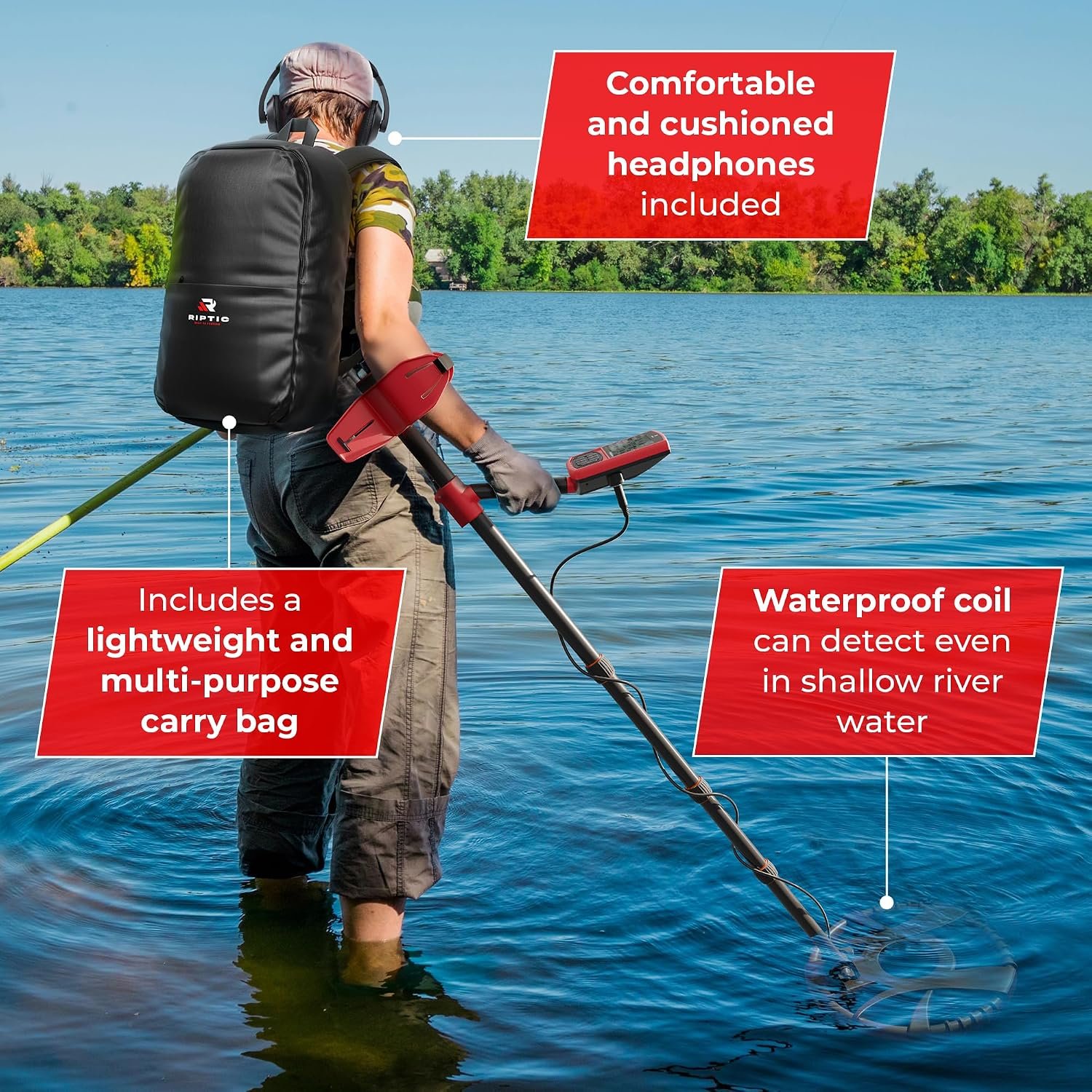 Metal Detector for Adults with Pin Pointer - Waterproof Metal Detector, Pinpointer with 5 Modes, Headphones, Bag, Dagger,Adults Professional, Beach, ip68 Coil,Gold Detector - Image 7