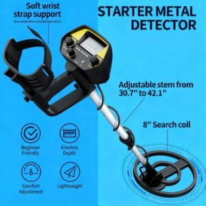 JUANGU Metal Detector for Adults & Kids - Lightweight 2.8lbs with 8" Search Coil, Adjustable Stem for Beach, Gold & Coin Hunting with Headphones - Easy to Use for Beginners, Gift for Boys & Girls - Image 4