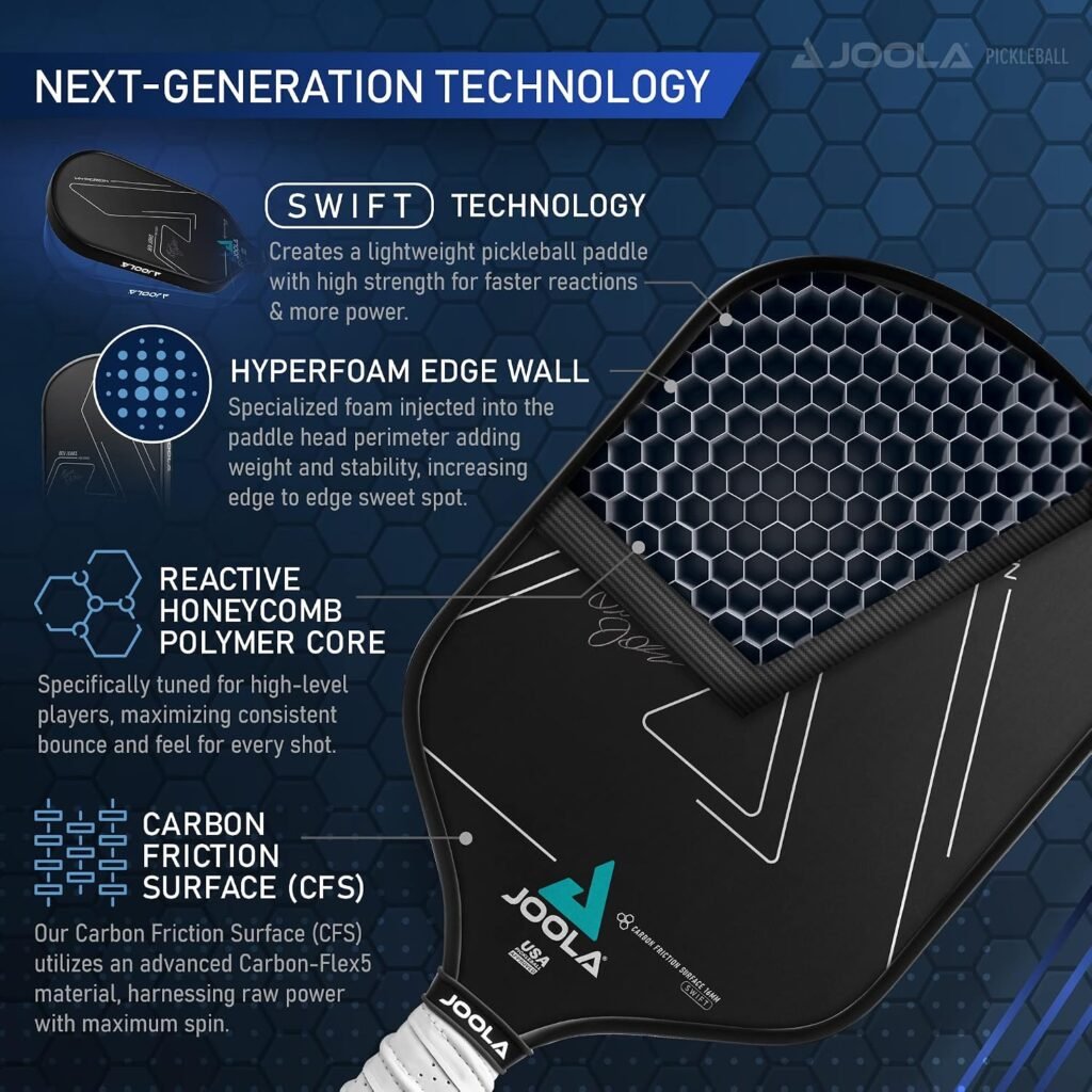JOOLA Professional Pickleball Paddles – Raw Carbon Fiber Surface – Built for Spin, Speed & Control – Hyperion, Solaire, Perseus & Scorpeus – Swift & Standard Models – USAP Approved – Tournament-Level