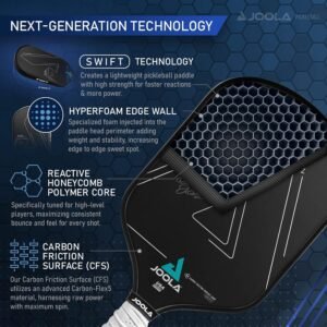 JOOLA Professional Pickleball Paddles – Raw Carbon Fiber Surface – Built for Spin, Speed & Control – Hyperion, Solaire, Perseus & Scorpeus – Swift & Standard Models – USAP Approved – Tournament-Level - Image 4