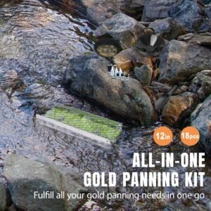 18pcs Mini Sluice Box Gold Panning Kit, Portable Aluminum Alloy Mining Equipment for Adults, Includes Gold Pan, Classifier Screen, Separating Magnet, Backpack & Accessories - Image 2