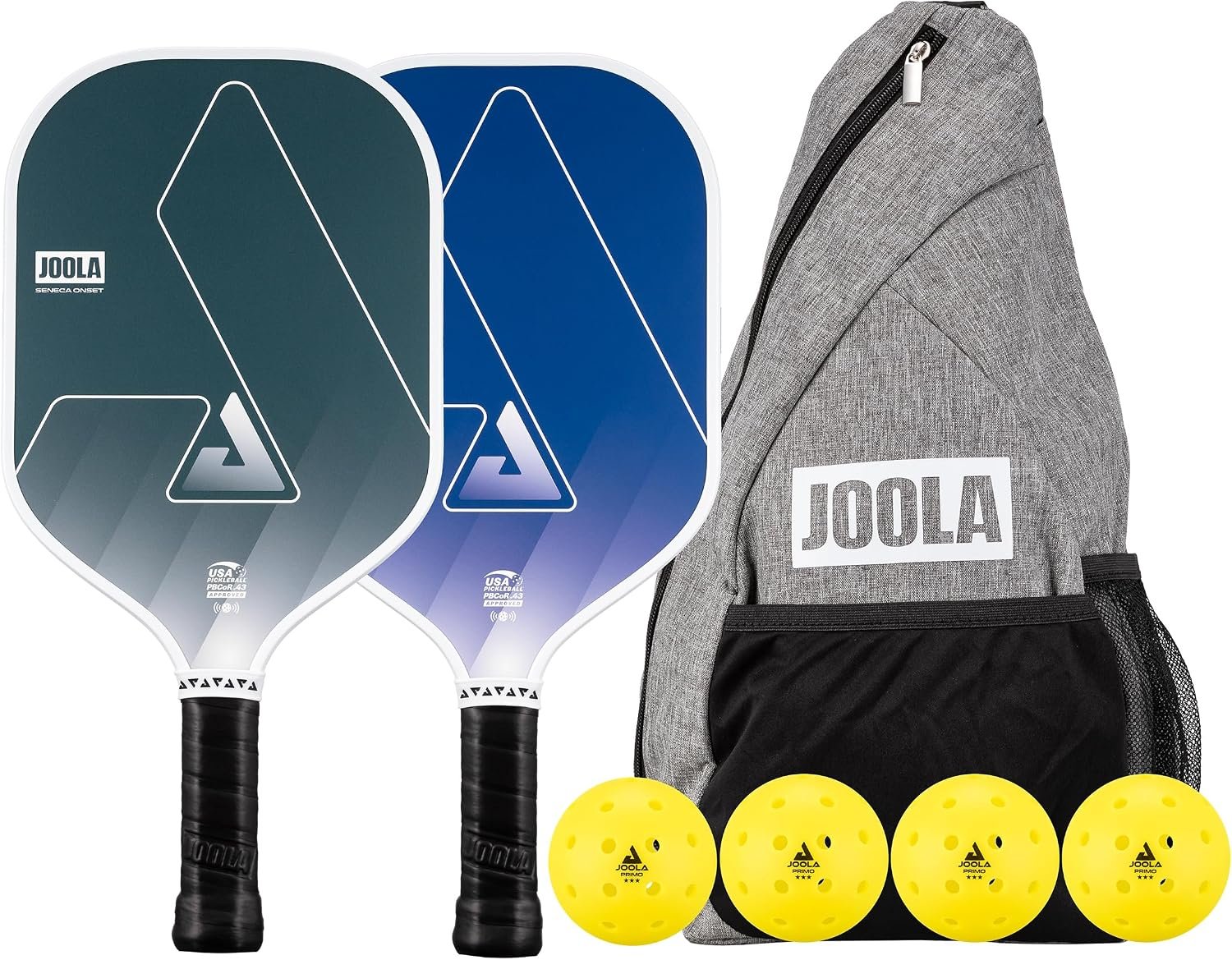 JOOLA Seneca Onset Pickleball Paddles Set of 2 - Includes: 2 Pickleball Paddles, 4 Balls & Sling Bag - Lightweight USAPA Approved Sand Blasted Surface Paddle for Increased Spin, NFC Chip Enabled - Image 1