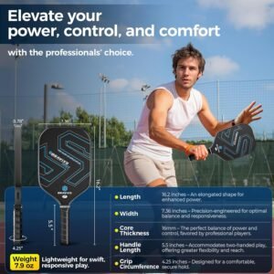 Pickleball Paddles Set of 2 USAPA Approved T700 Raw Carbon Fiber Pickleball Paddle, Friction Surface Pickleball Rackets with 4 Balls 1 Pickleball Bag, Pickle Ball Paddle Set for Men and Women - Image 4