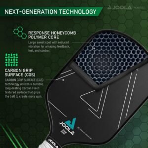 JOOLA Vision Pickleball Paddle with Textured Carbon Grip Surface Technology for Maximum Spin and Control with Added Power - Polypropylene Honeycomb Core Pickleball Racket 16mm - Image 3