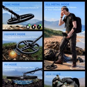 SUNPOW Rechargeable Metal Detector for Adults, IP68 Waterproof 11" Double D Coil, Professional High Accuracy Gold Detector with Large Backlit LED Display for Beach, Field, Garden - Image 5