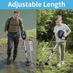 JUANGU Metal Detector for Adults & Kids - Lightweight 2.8lbs with 8" Search Coil, Adjustable Stem for Beach, Gold & Coin Hunting with Headphones - Easy to Use for Beginners, Gift for Boys & Girls - Image 6