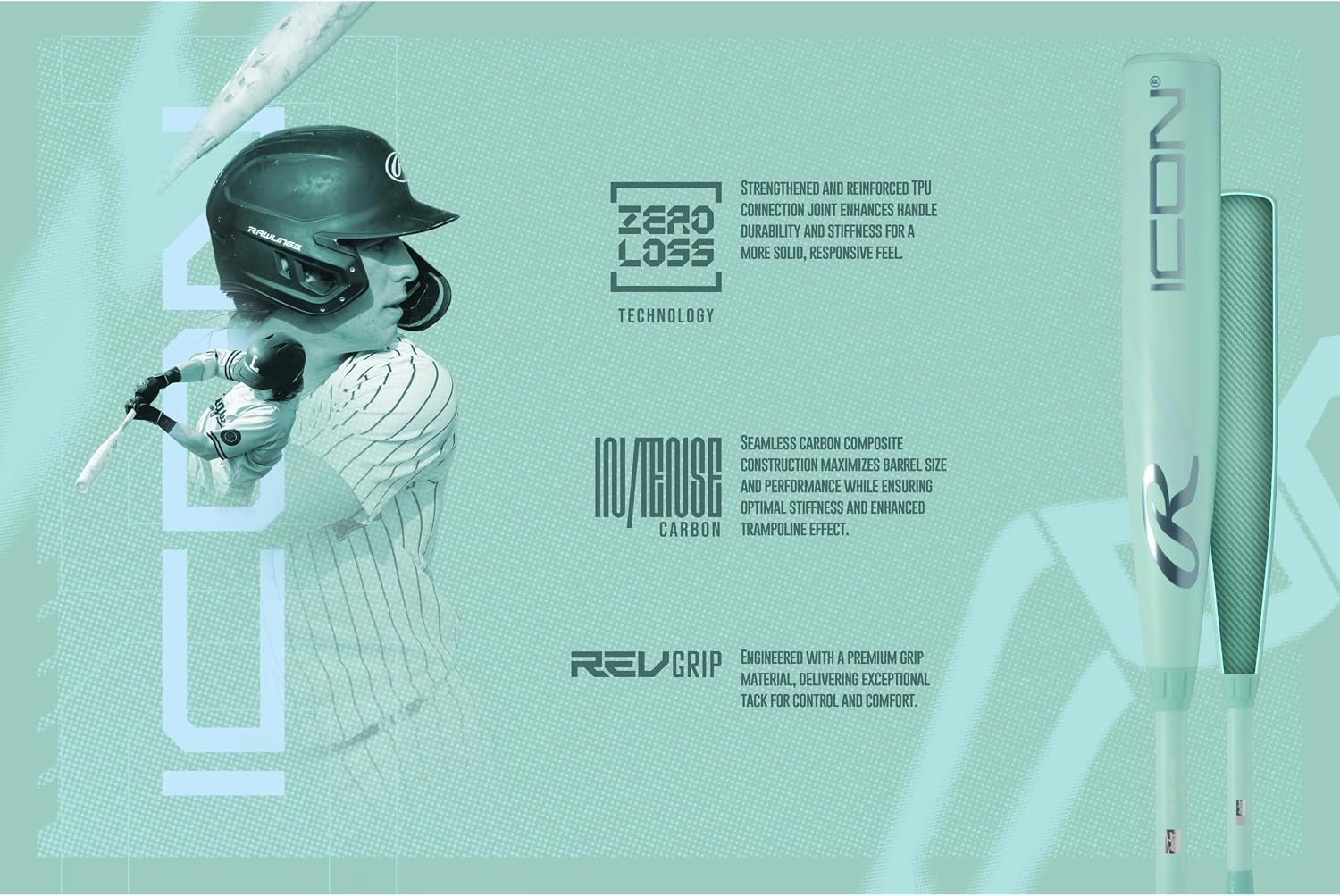 Rawlings | 2026 | ICON Baseball Bat | USSSA | -5/-8/-10 | 2 Pc. Composite - Image 3