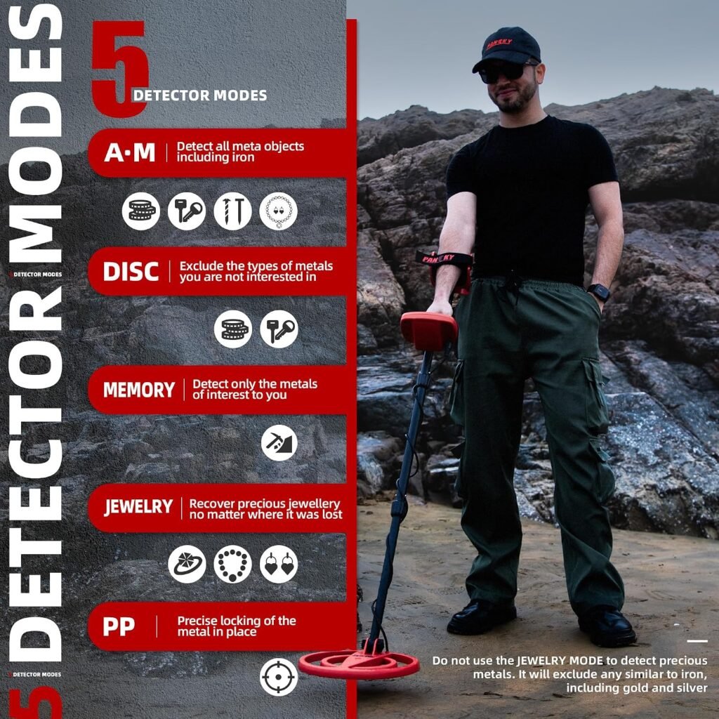 PANCKY Metal Detectors for Adults Waterproof, Professional Higher Accuracy Gold Detector with LCD Display, 5 Mode, Advanced DSP Chip 10" Coil, PK0075