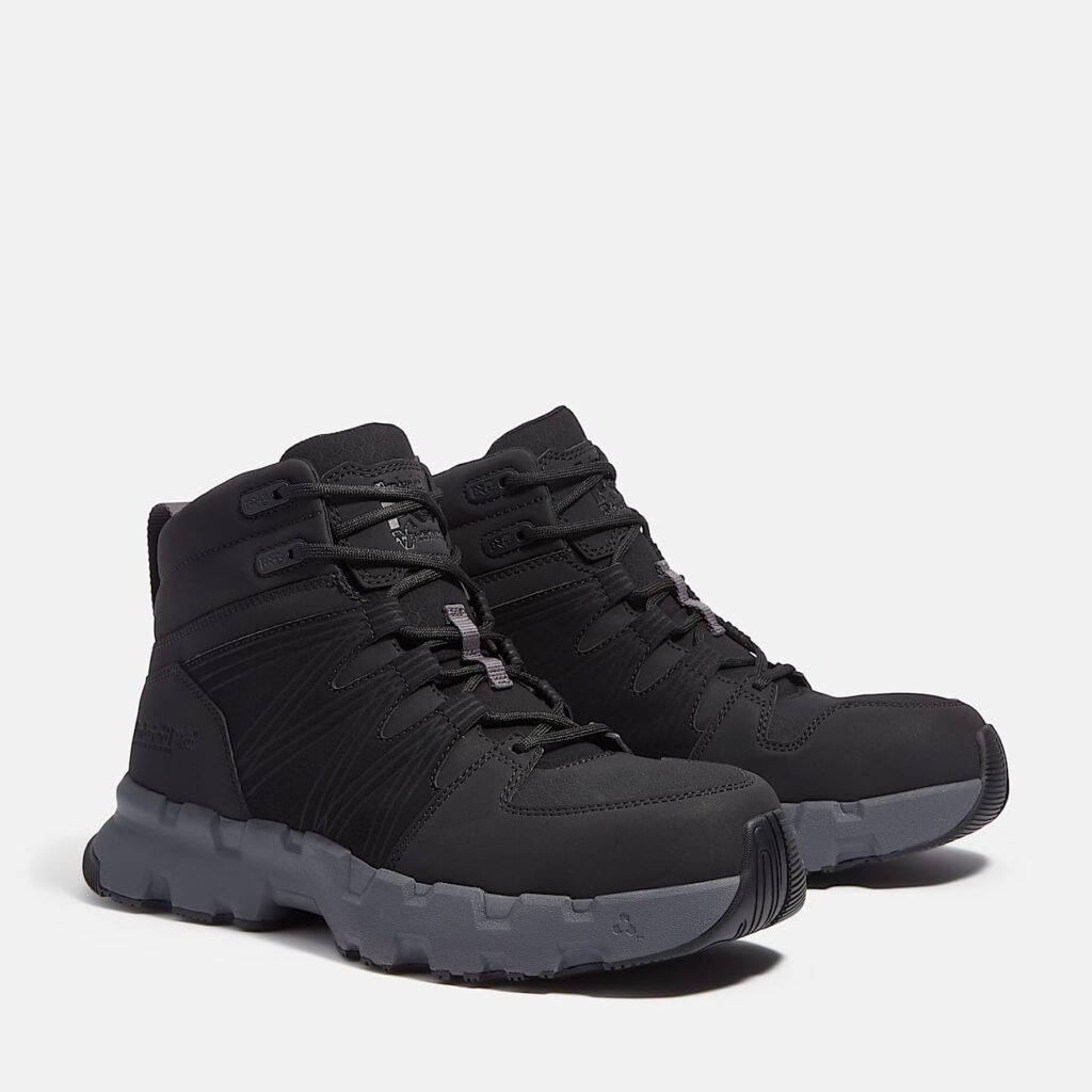 Timberland Men's Powertrain EV Mid Composite Toe SD10 Work Sneaker Blackout Leather/Synthetic Style TB0A63K3V96