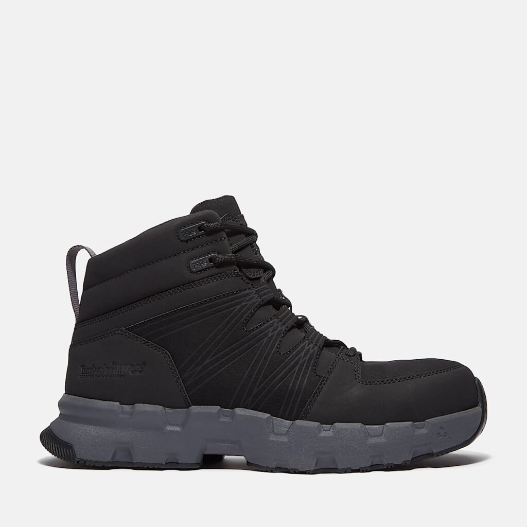 Timberland Men's Powertrain EV Mid Composite Toe SD10 Work Sneaker Blackout Leather/Synthetic Style TB0A63K3V96