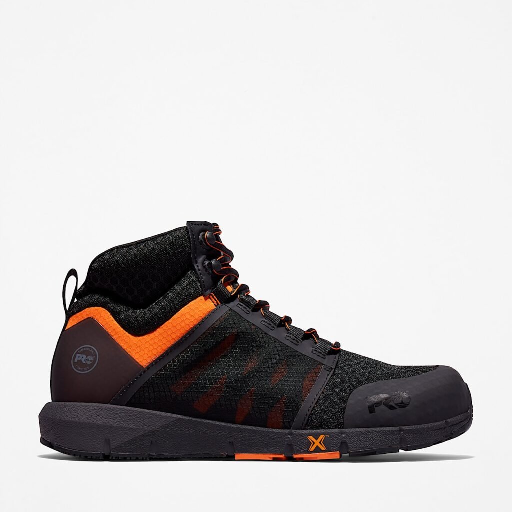 Timberland Men's Radius Composite Toe Work Sneaker Black/Orange Style TB1A29QB001