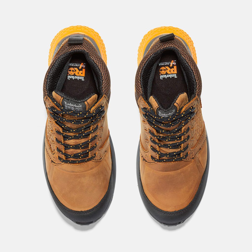 Timberland Men's Reaxion Composite Toe Waterproof Work Sneaker Brown/Orange Style TB1A1ZR1214