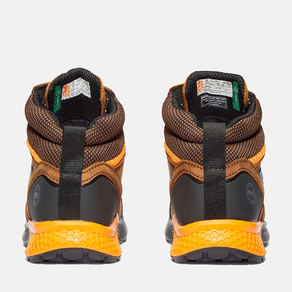 Timberland Men's Reaxion Composite Toe Waterproof Work Sneaker Brown/Orange Style TB1A1ZR1214