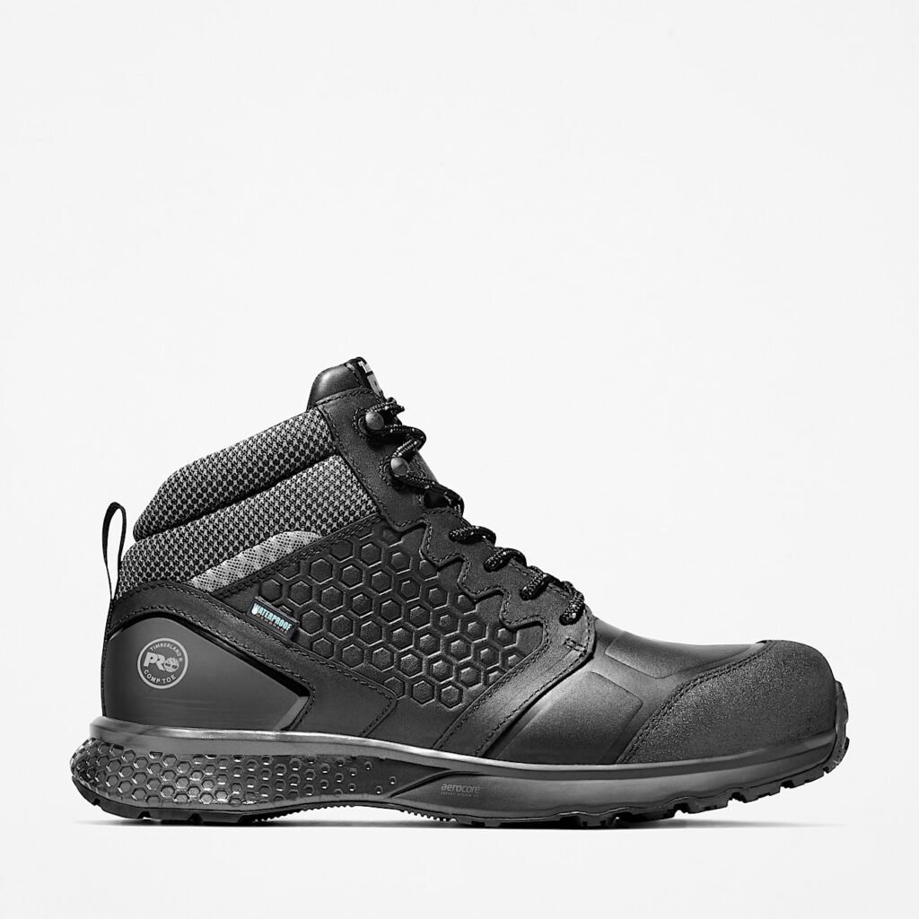 Timberland Men's Reaxion Composite Toe Waterproof Work Sneaker Black/Grey Style TB1A1ZC9001