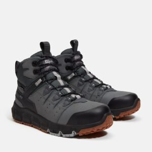 Timberland Men's Tempe 6" Alloy Toe Waterproof Work Boot Medium Grey Leather Style TB0A67G3EJO - Image 4