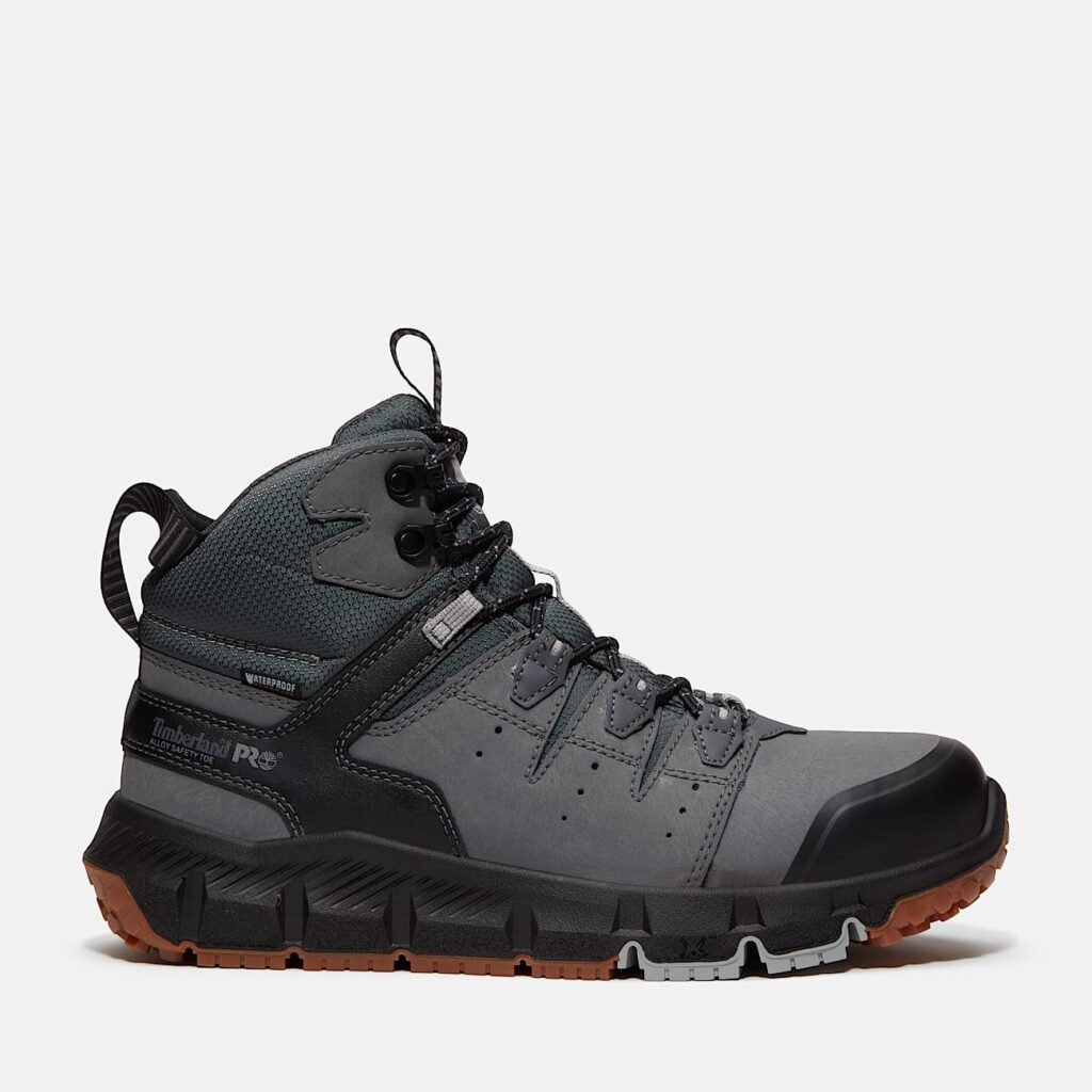 Timberland Men's Tempe 6" Alloy Toe Waterproof Work Boot Medium Grey Leather Style TB0A67G3EJO