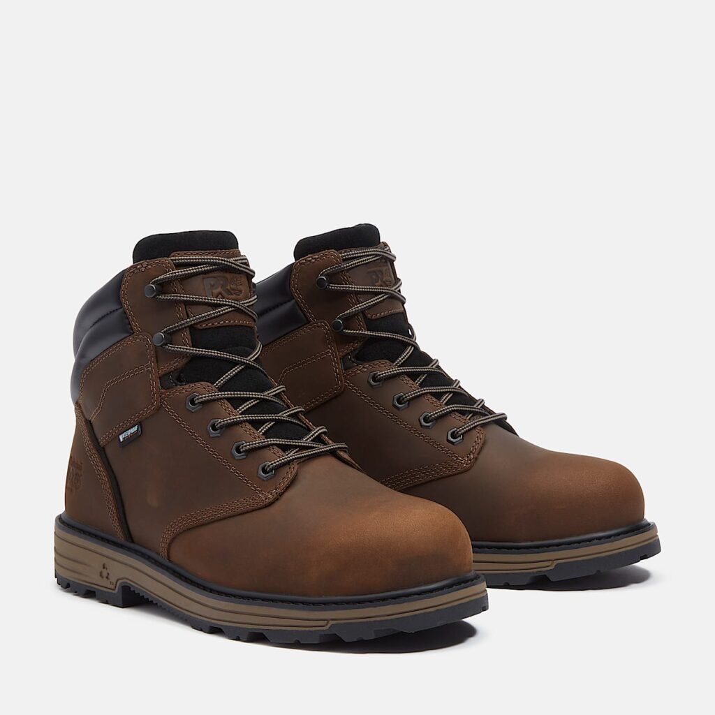 Timberland Men's TiTAN Tasker 6" Alloy-Toe Waterproof Work Boot Brown Full-Grain Style TB0A43FGW01