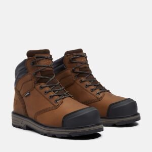 Timberland Men's TiTAN Tasker 6" Alloy-Toe Waterproof Work Boot With Toe Bumper Light Brown Full-Grain Style TB0A2QSEEM8 - Image 4