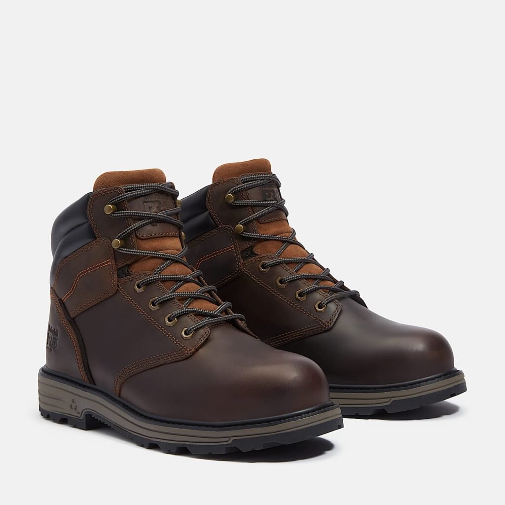 Timberland Men's TiTAN Tasker 6" Alloy-Toe Work Boot Dark Brown Full-Grain Style TB0A416GW01