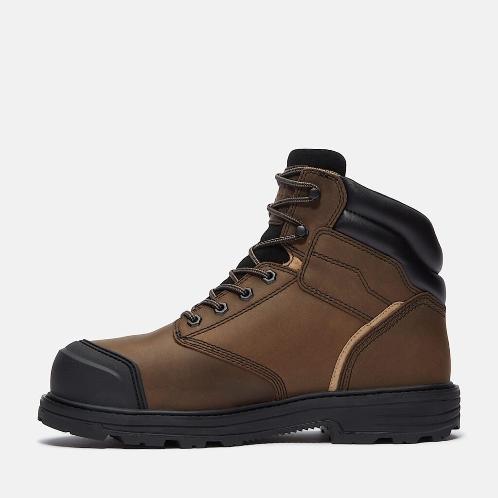Timberland Men's TiTAN Tasker 6" Alloy-Toe Work Boot With Toe Bumper Light Brown Full-Grain Style TB0A428REIU