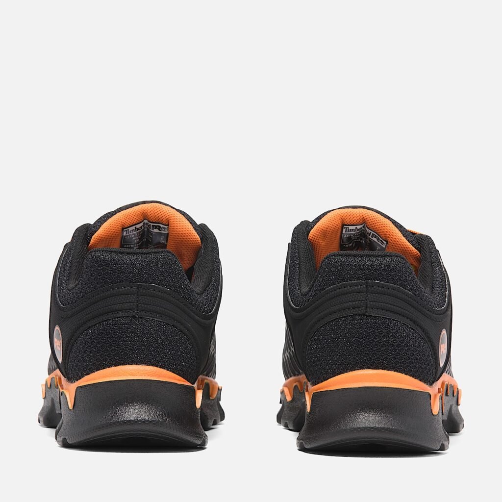Men's Timberland Powertrain Sport Alloy Toe Work Sneaker Black/Orange Style TB1A1B6S001
