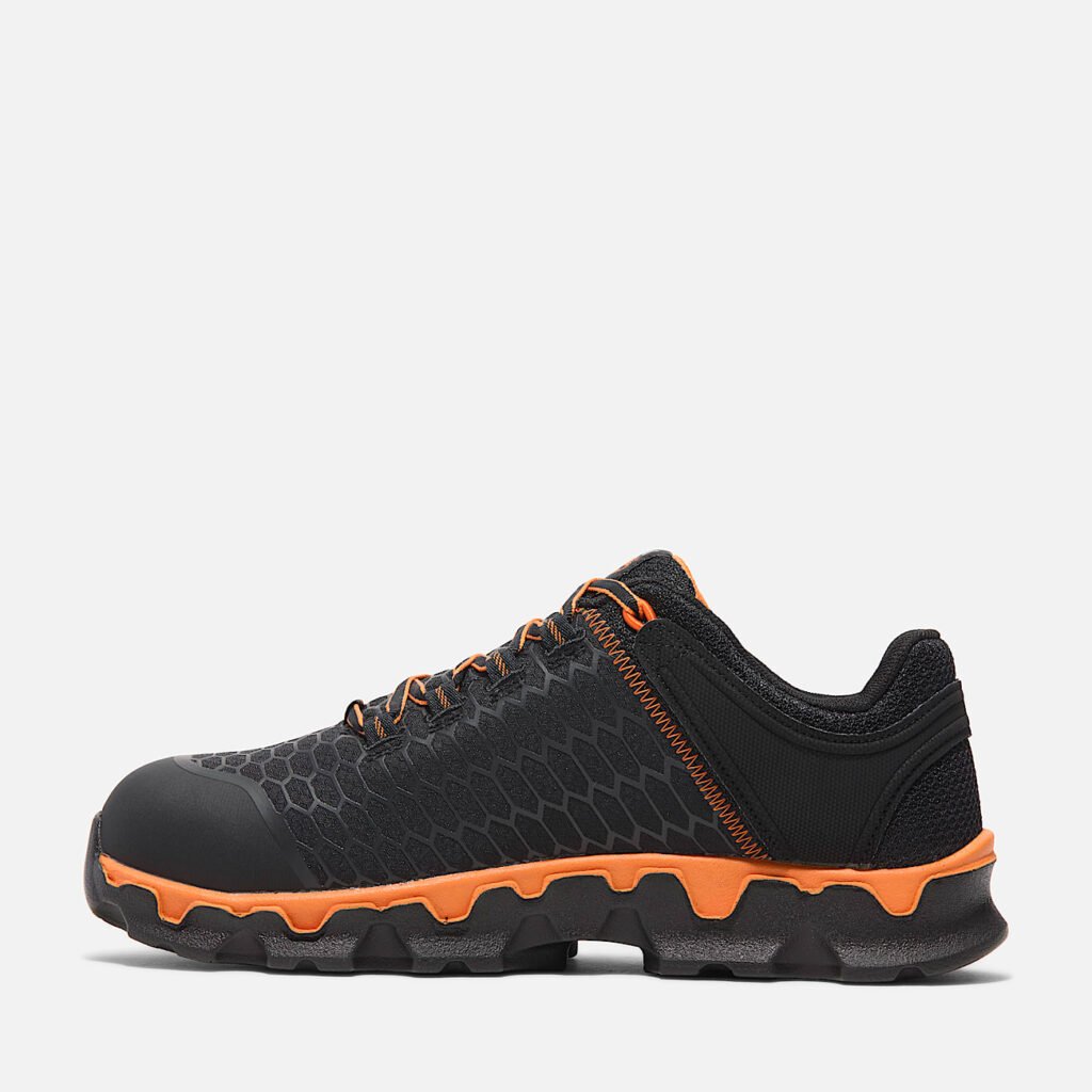 Men's Timberland Powertrain Sport Alloy Toe Work Sneaker Black/Orange Style TB1A1B6S001