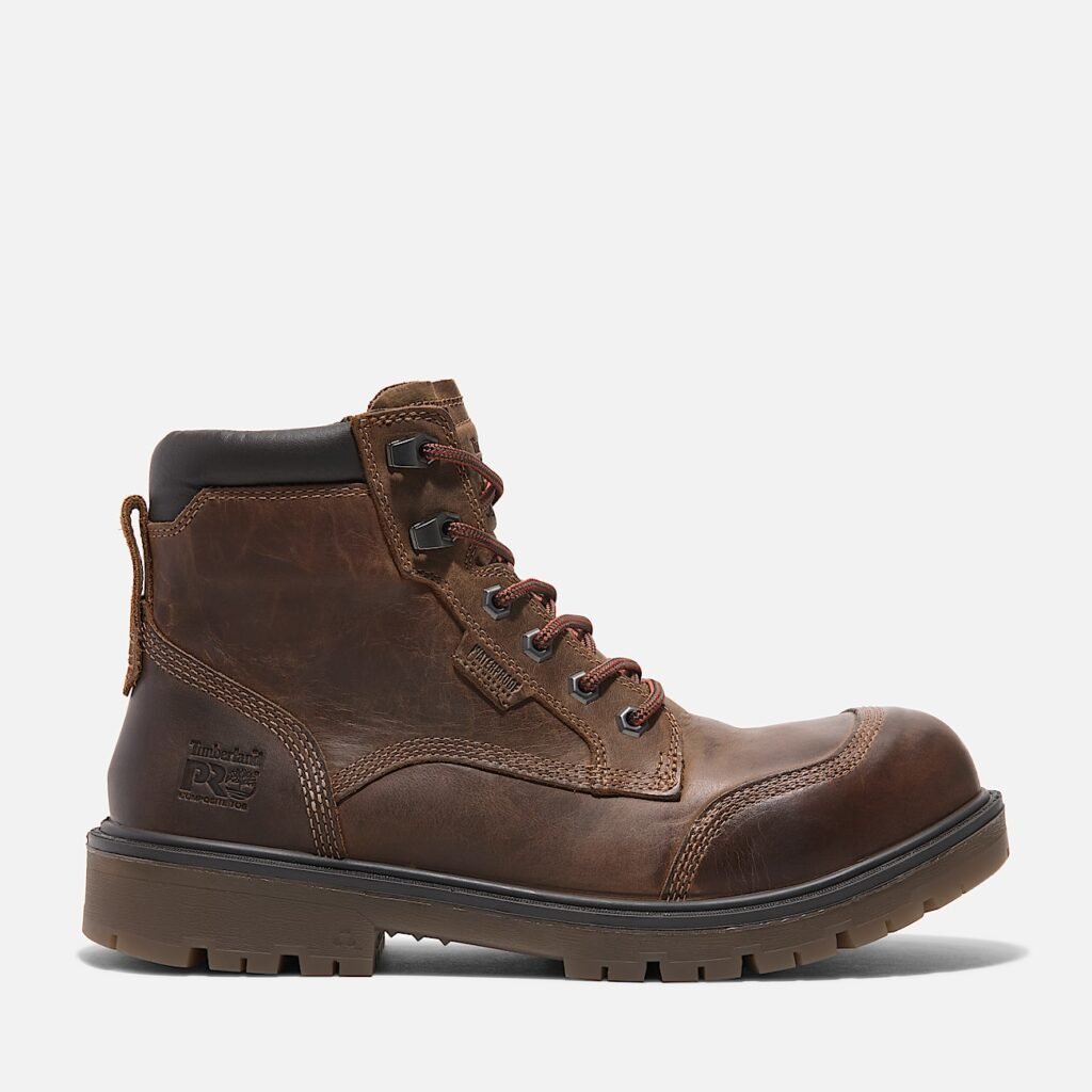 Men's Timberland Whitman 6" Composite Toe Work Boot Dark Brown Full-Grain Style TB0A677YW01