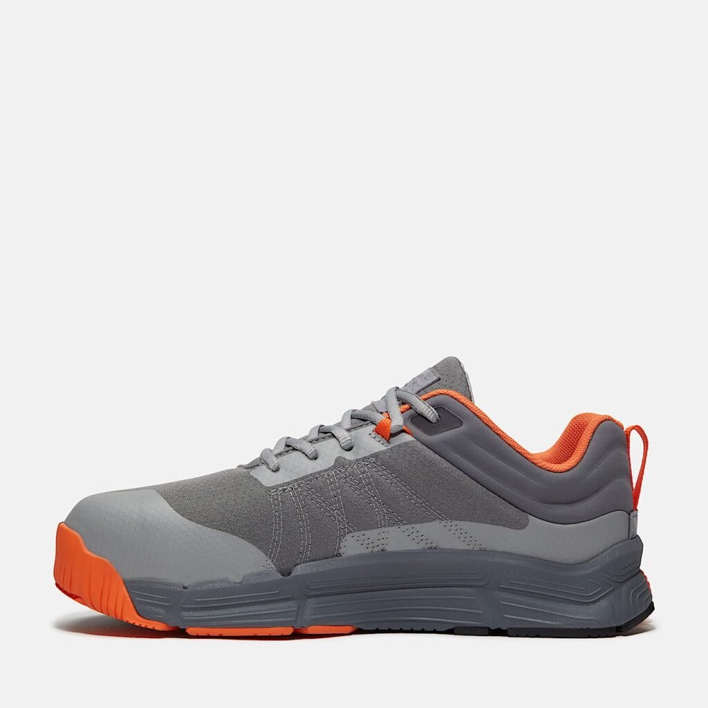 Timberland Men's XR-1 Dynamic Natural Fit Alloy Toe Work Sneaker Grey Mesh/Orange Style TB0A67JKEEG