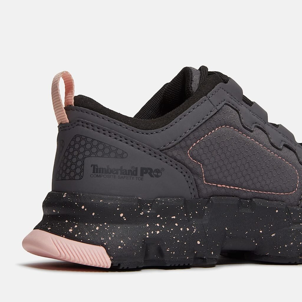 Timberland PRO Women's Powertrain EV Composite Toe SD10 Work Sneaker Grey/Pink Style TB0A67PBEDA