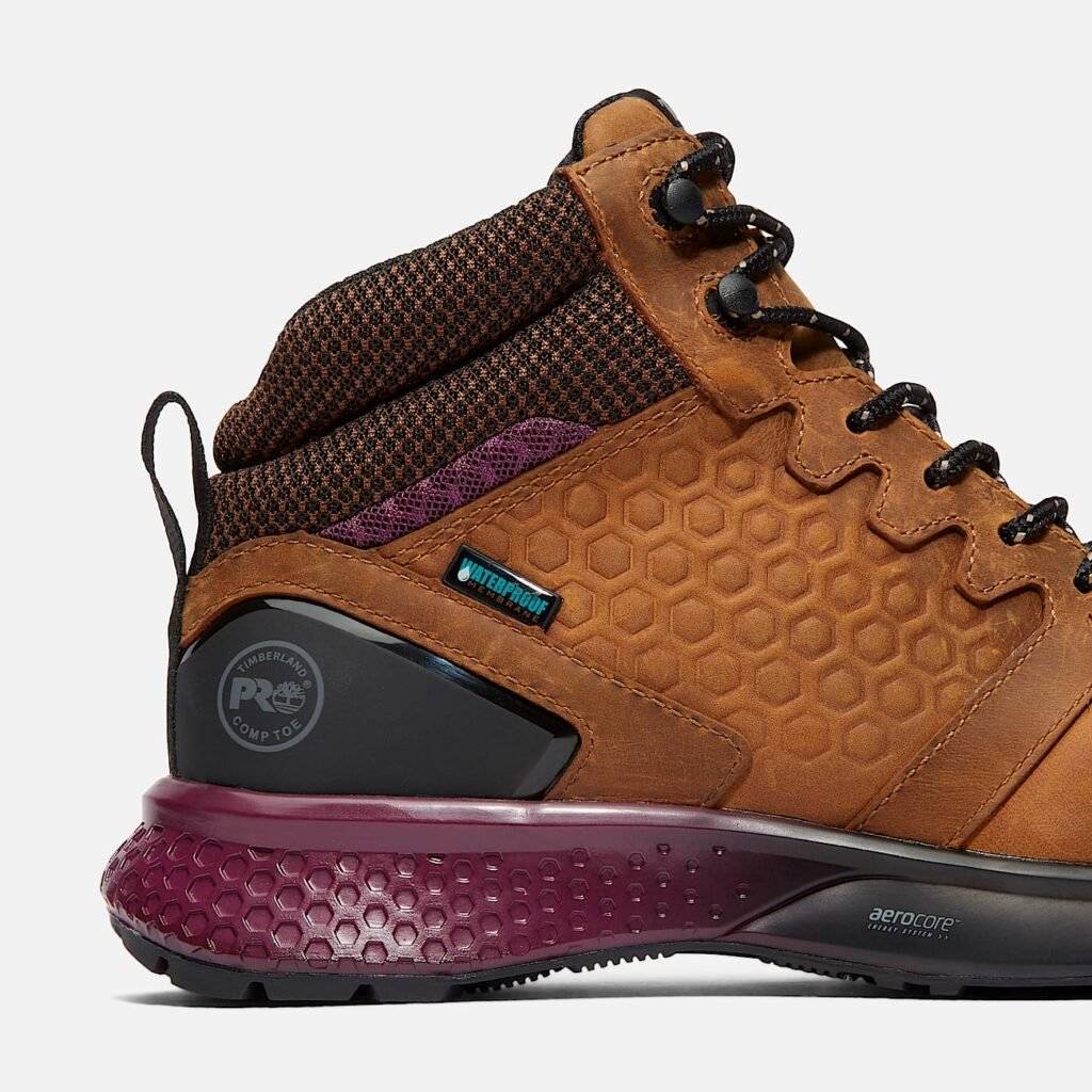 Timberland PRO Women's Reaxion Composite Toe Waterproof Work Boot Brown/Purple Style TB1A219B214