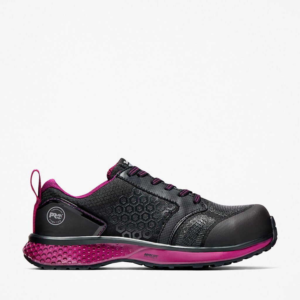 Timberland PRO Women's Reaxion Composite Toe Work Sneaker Black/Purple Style TB0A2174001