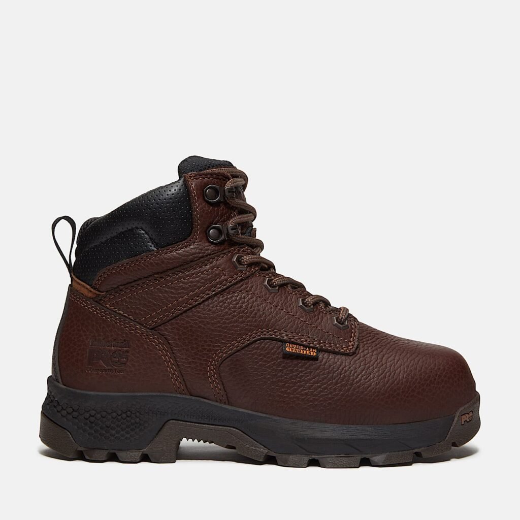 Timberland PRO Women's TiTAN EV Met Guard 6" Composite Toe Work Boot Dark Brown Full-Grain Style TB0A6377W01