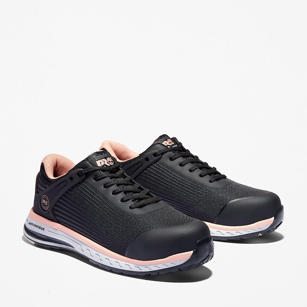 Timberland PRO Women's Drivetrain Comp-Toe Work Sneaker Black/Pink Style TB0A1XHT001