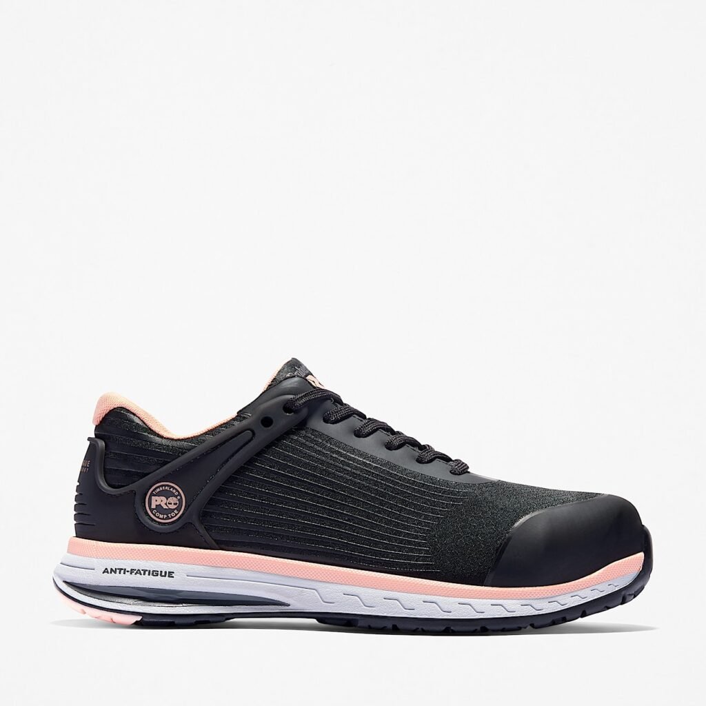 Timberland PRO Women's Drivetrain Comp-Toe Work Sneaker Black/Pink Style TB0A1XHT001
