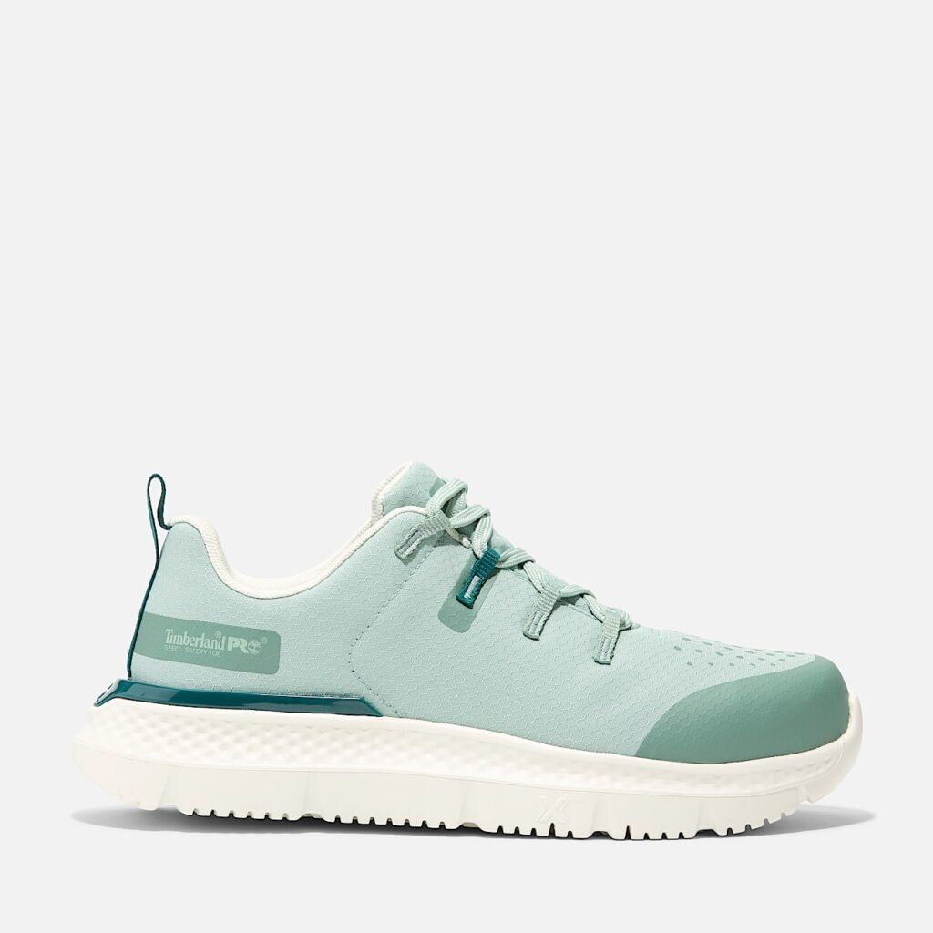 Timberland PRO Women's Intercept Athletic Steel-Toe Work Sneaker Sage Green/White Style TB0A61XK357