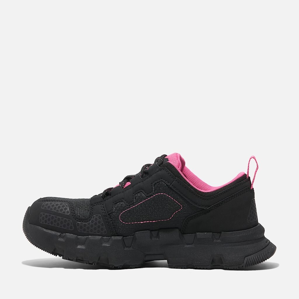 Timberland PRO Women's Powertrain EV Composite Toe Work Sneaker Black/Pink Style TB0A5Z6Y001