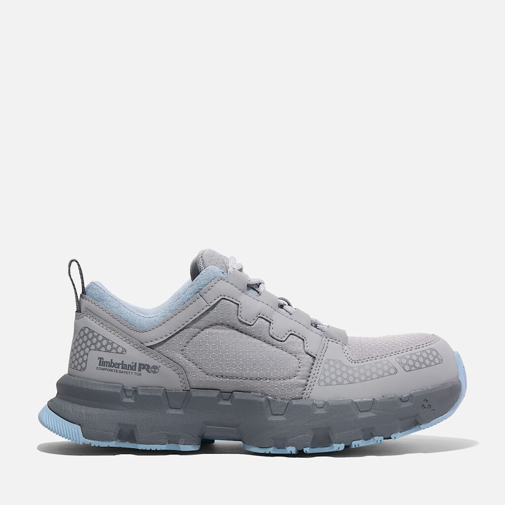Timberland PRO Women's Powertrain EV Composite Toe Work Sneaker Grey/Blue Style TB0A5Z87065