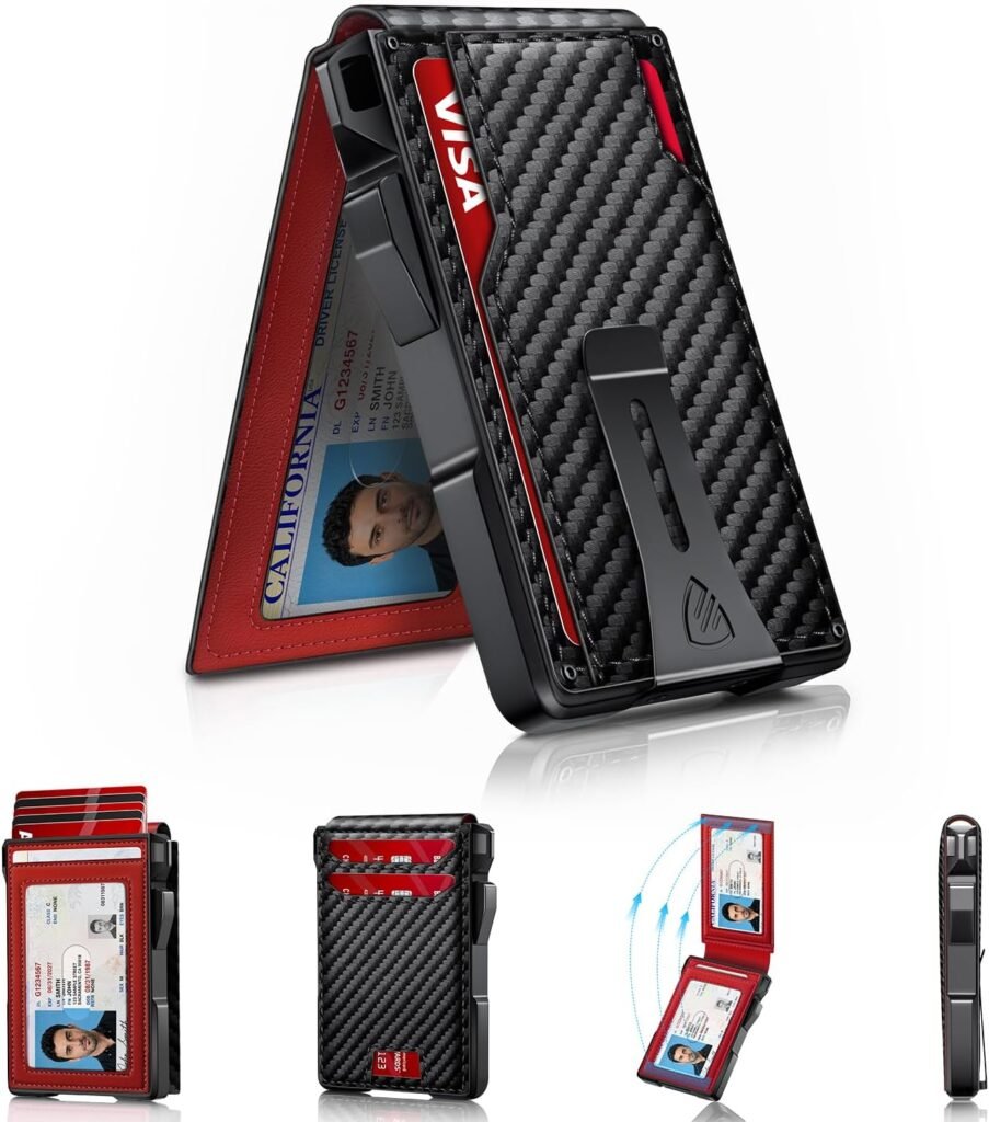 RUNBOX 14 Cards wallet — Textured Carbon Black Red
