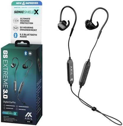 AXIL GS Extreme 3.0 Shooting Ear Protection Earbuds, 5X Hearing, Black