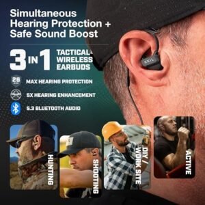 AXIL GS Extreme 3.0 Shooting Ear Protection Earbuds, 5X Hearing, Black - Image 4