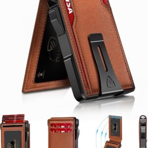 RUNBOX 14 Cards wallet — Waxed Reddish Brown